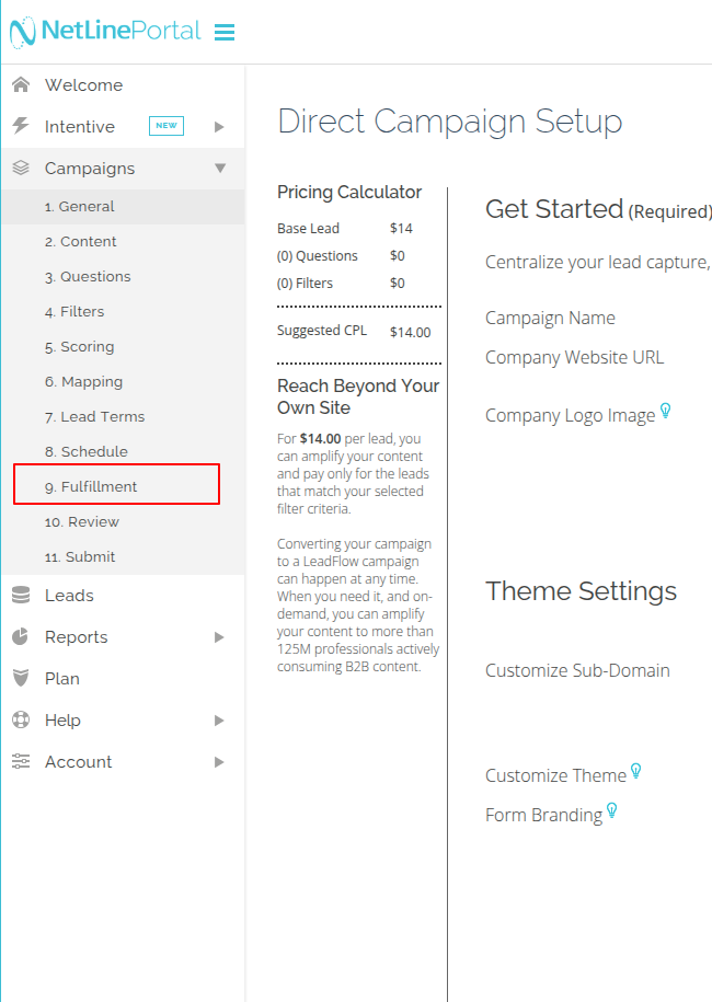 NetLine fulfilment tab