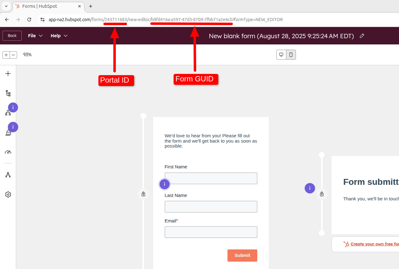 HubSpot form IDs