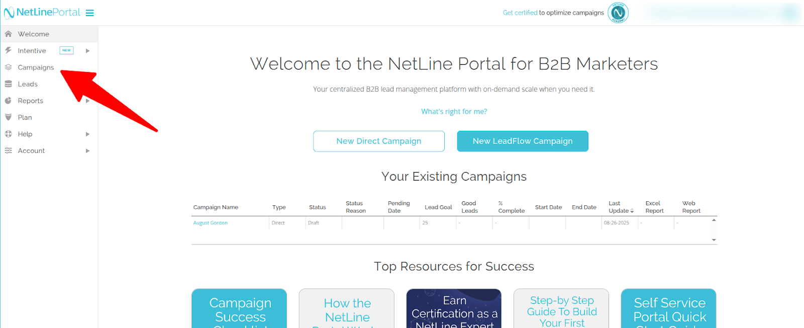NetLine Portal Campaigns