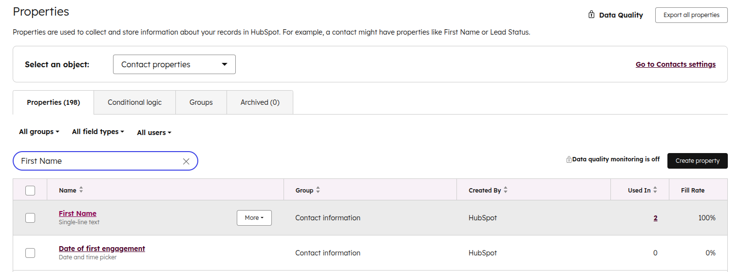 Mapping HubSpot properties to NetLine fields