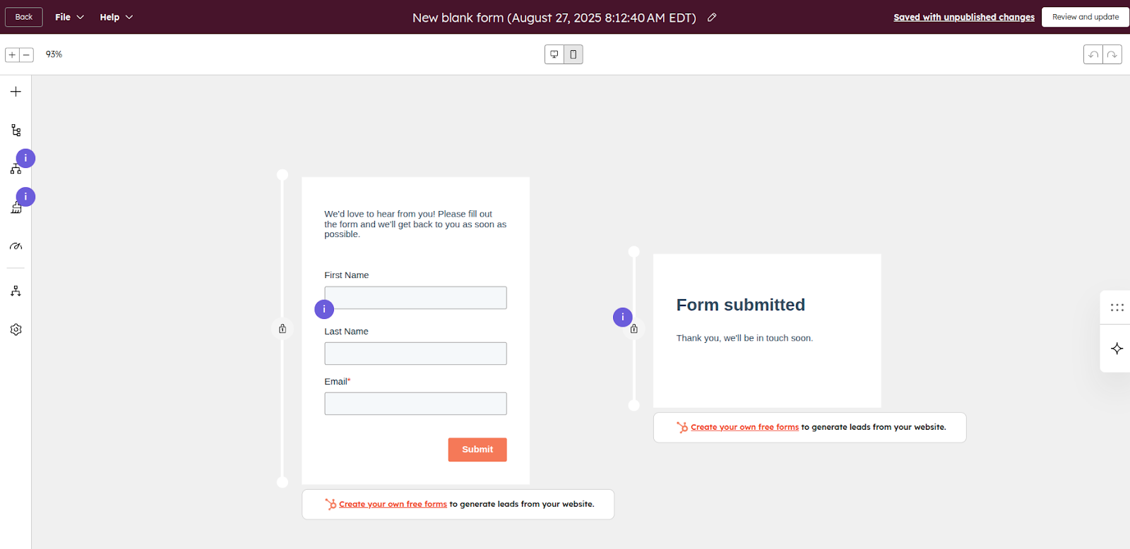HubSpot form creation