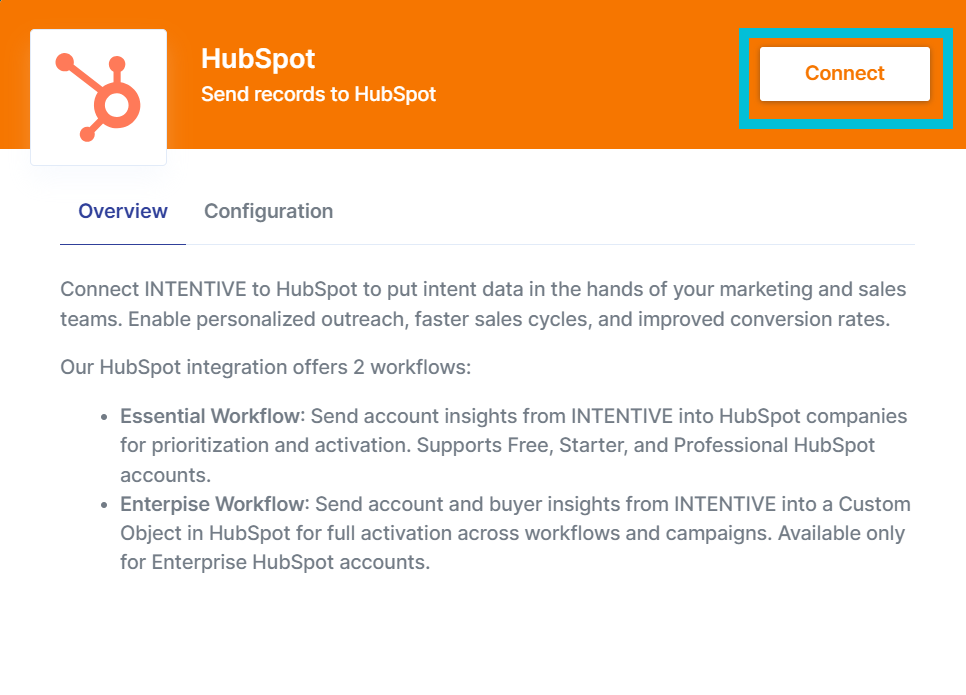 HubSpot connection